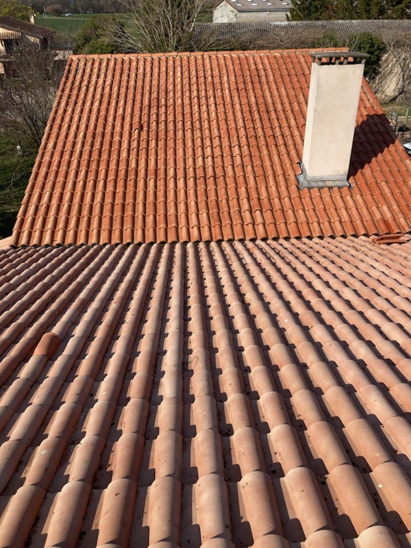 Nettoyage d'une toiture avec Kärcher et produits Dalep avec finition hydrofuge sur la commune de Parisot