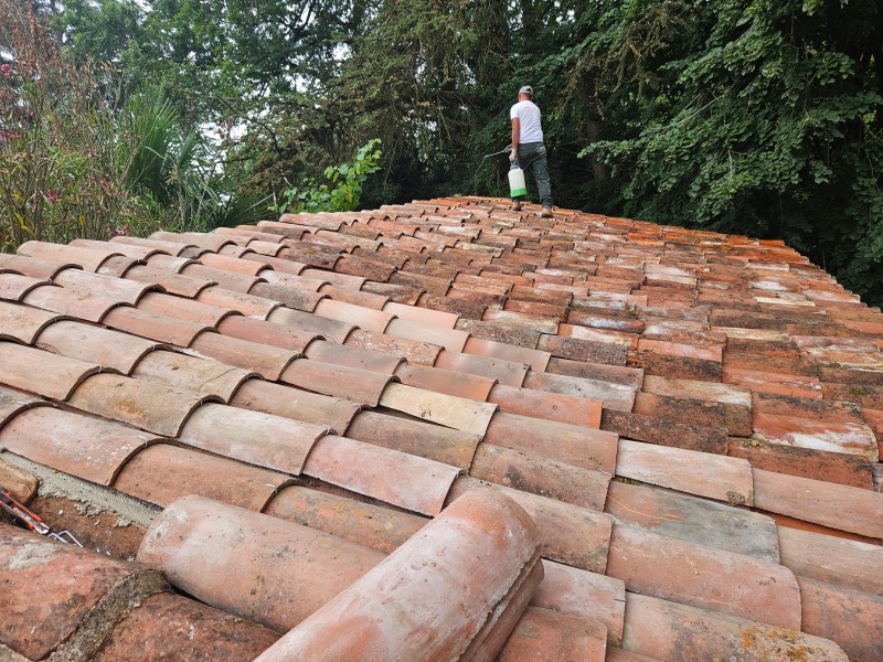 Rénovation complète d'une toiture à Layrac près de Bessières : remplacement de tuiles, étanchéité et zinguerie